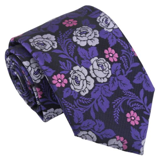 Purple Floral Rose Modern Classic Tie