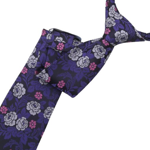 Purple Floral Rose Modern Classic Tie