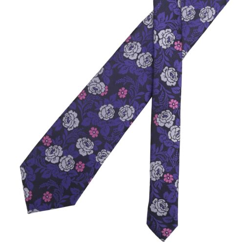 Purple Floral Rose Modern Classic Tie