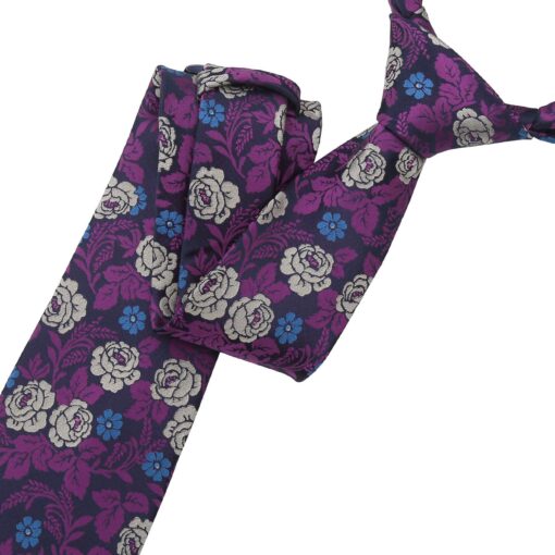Purple & Yellow Floral Rose Tie