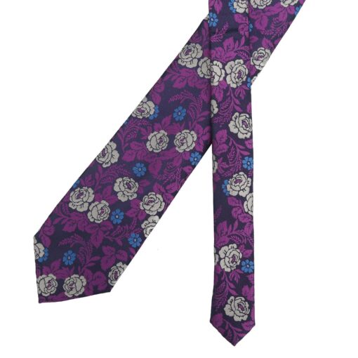 Purple & Yellow Floral Rose Modern Classic Tie