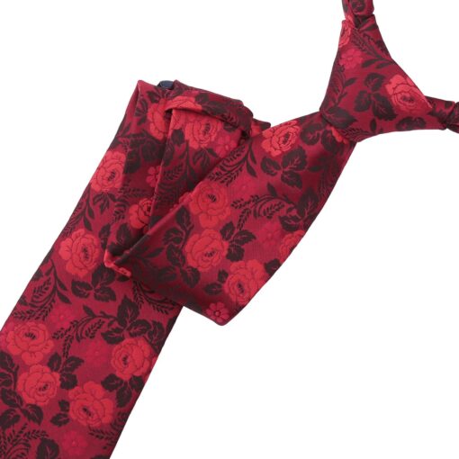 Red Floral Rose Modern Classic Tie