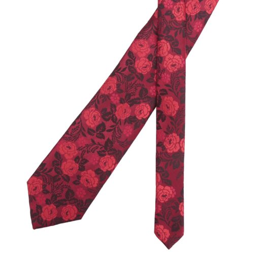 Red Floral Rose Modern Classic Tie