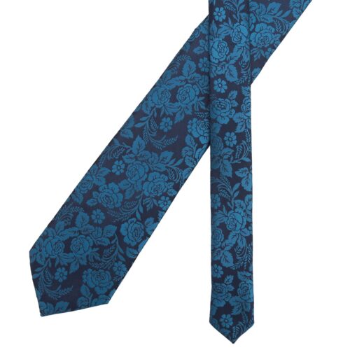Teal Floral Rose Tie