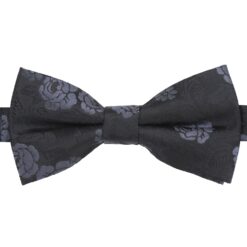 Black & Charcoal Floral Rose Pre-Tied Thistle Bow Tie