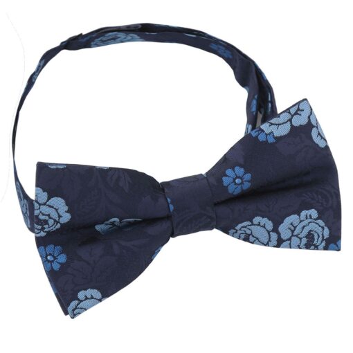 Blue Floral Rose Pre-Tied Bow Tie