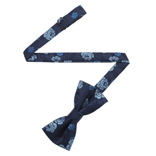 Blue Floral Rose Pre-Tied Bow Tie