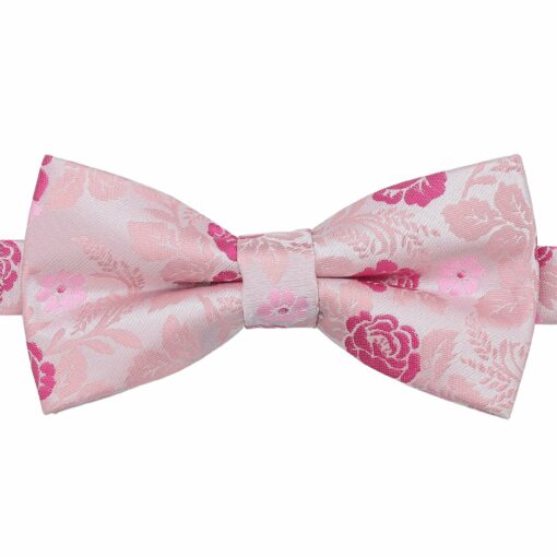 Pink Floral Rose Pre-Tied Bow Tie