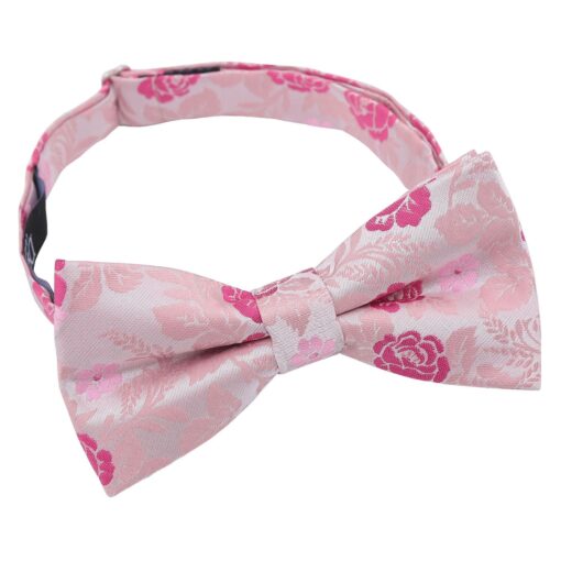 Pink Floral Rose Pre-Tied Bow Tie