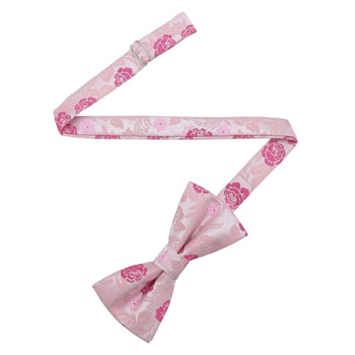 Pink Floral Rose Pre-Tied Bow Tie