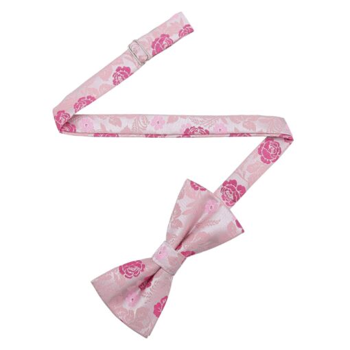 Pink Floral Rose Pre-Tied Thistle Bow Tie