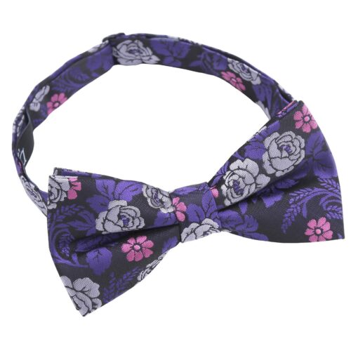 Purple Floral Rose Pre-Tied Bow Tie