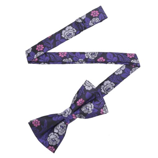Purple Floral Rose Pre-Tied Bow Tie