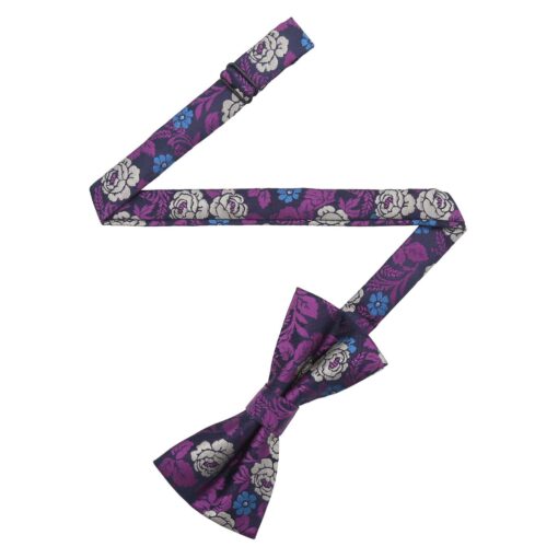 Purple & Yellow Floral Rose Pre-Tied Bow Tie