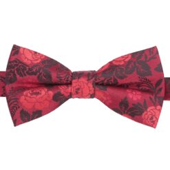 Red Floral Rose Pre-Tied Thistle Bow Tie