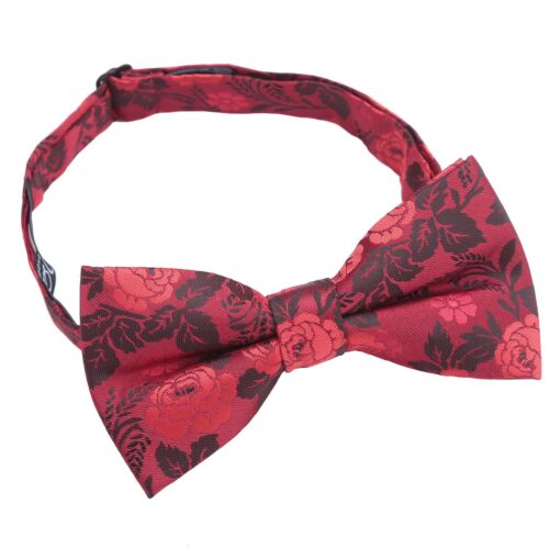 Red Floral Rose Pre-Tied Bow Tie