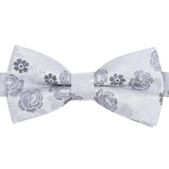 Silver Floral Rose Pre-Tied Thistle Bow Tie