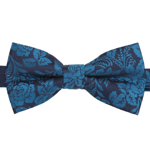 Teal Floral Rose Pre-Tied Thistle Bow Tie