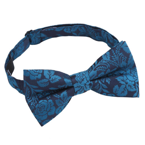 Teal Floral Rose Pre-Tied Bow Tie