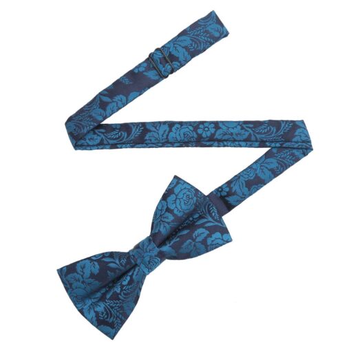 Teal Floral Rose Pre-Tied Bow Tie