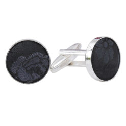 Blue Floral Rose Silver Plated Cufflinks