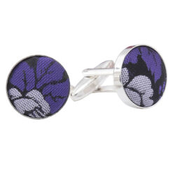 Blue Floral Rose Silver Plated Cufflinks