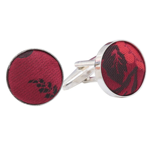 Blue Floral Rose Silver Plated Cufflinks