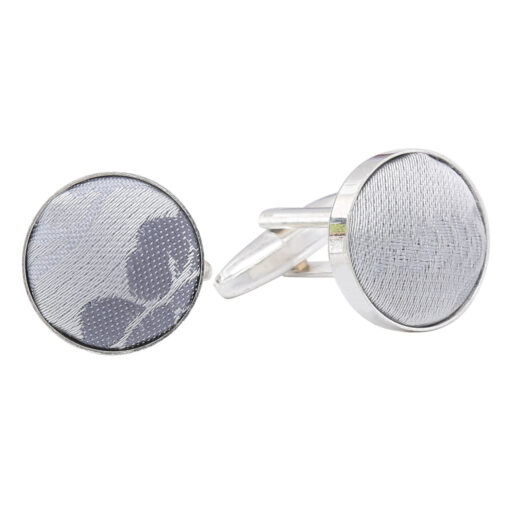 Blue Floral Rose Silver Plated Cufflinks