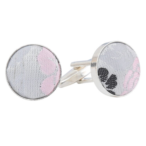 Blue Floral Rose Silver Plated Cufflinks