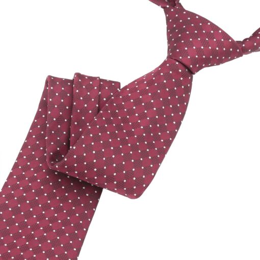 Burgundy & White Geometric Pin Dot Tie