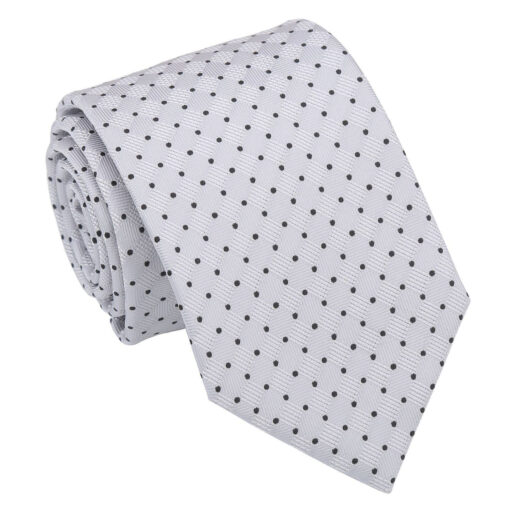 Grey & Black Geometric Pin Dot Modern Classic Tie