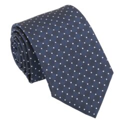 Navy & White Geometric Pin Dot Modern Classic Tie