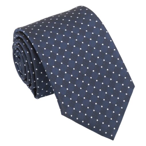 Navy & White Geometric Pin Dot Tie