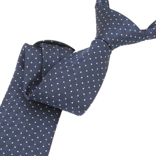 Navy & White Geometric Pin Dot Modern Classic Tie