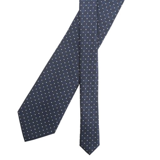 Navy & White Geometric Pin Dot Tie