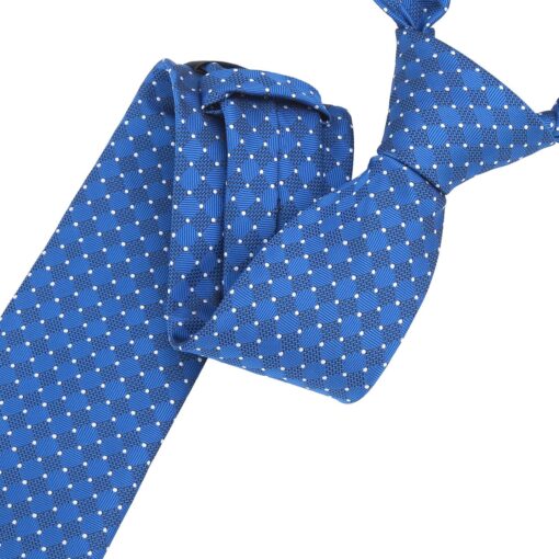 Royal Blue & White Geometric Pin Dot Tie
