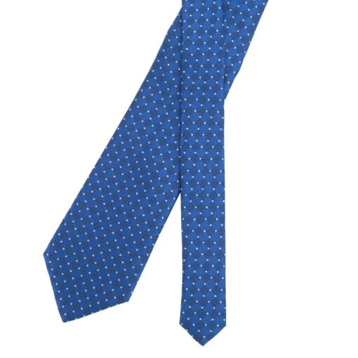 Royal Blue & White Geometric Pin Dot Tie