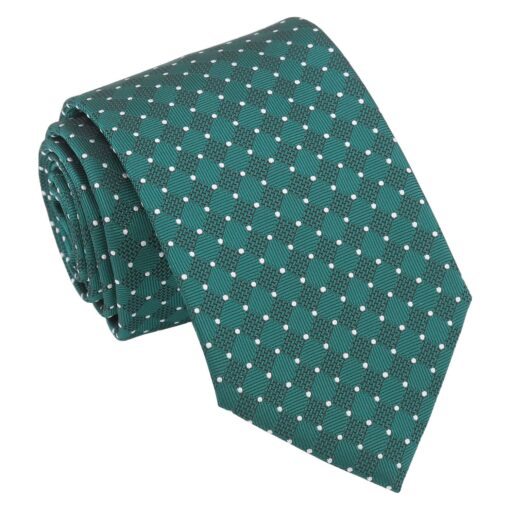 Teal & White Geometric Pin Dot Tie