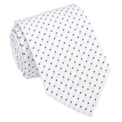 White & Black Geometric Pin Dot Modern Classic Tie