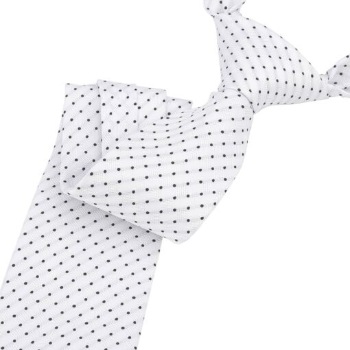 White & Black Geometric Pin Dot Tie