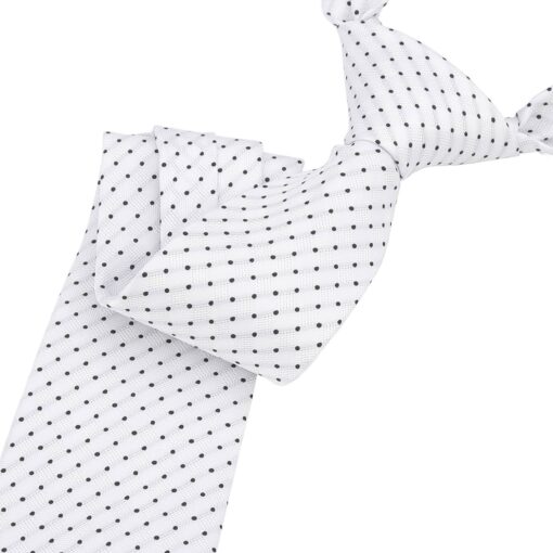 White & Black Geometric Pin Dot Modern Classic Tie