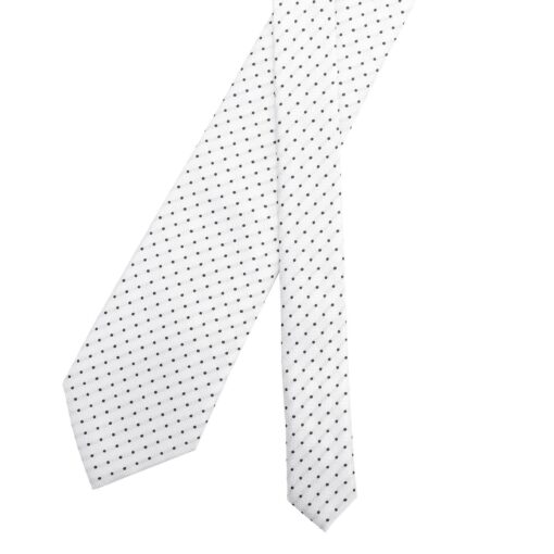 White & Black Geometric Pin Dot Tie