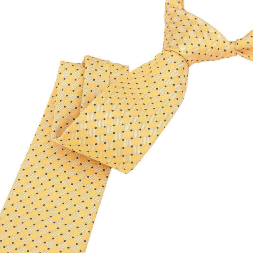 Yellow & Navy Geometric Pin Dot Tie