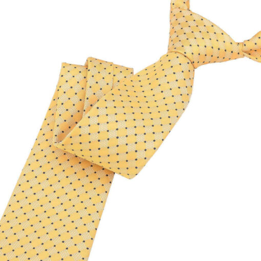 Yellow & Navy Geometric Pin Dot Modern Classic Tie