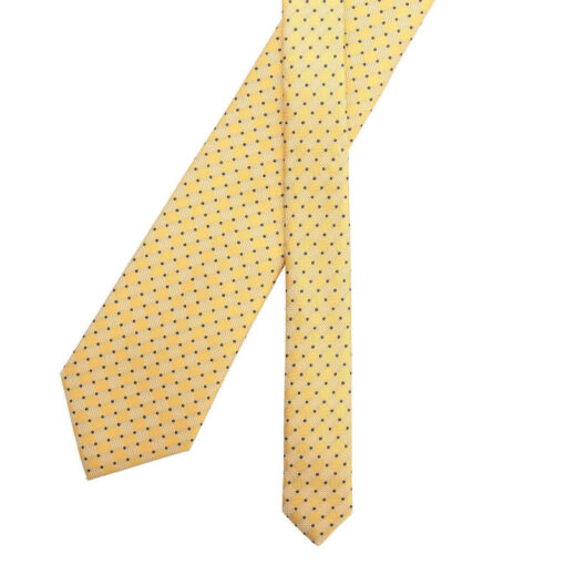 Yellow & Navy Geometric Pin Dot Tie