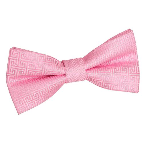 Baby Pink Greek Key Patterned Pre-Tied Bow Tie