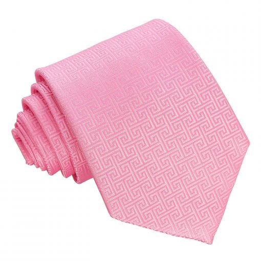 Baby Pink Greek Key Patterned Classic Tie