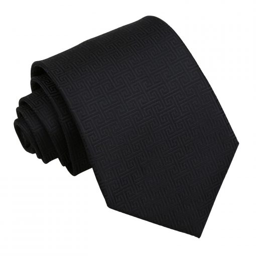 Black Greek Key Patterned Classic Tie