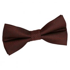 Burgundy Greek Key Patterned Pre-Tied Thistle Bow Tie