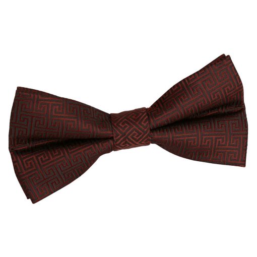 Burgundy Greek Key Patterned Pre-Tied Bow Tie